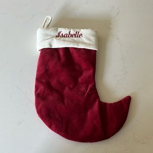 Pottery barn stocking monogrammed with Isabelle